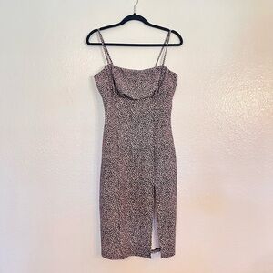 Divided Spaghetti Strap Floral Midi Dress